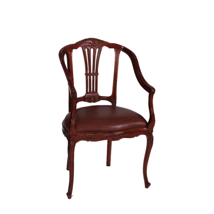 Wood and Leather Armchair - Brown
